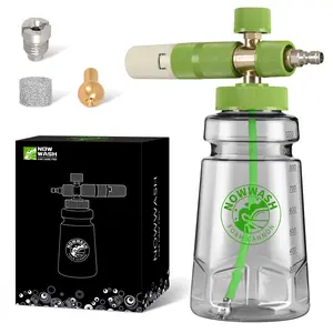 NowWash Foam Cannon with Foam Economizer for Pressure Washer, 1/4" Quick Connect & Adjustable Nozzle, 1000ml Capacity, Dual Spout Design, Chemical Resistant, Universal Fit for Most Liquid Bottles