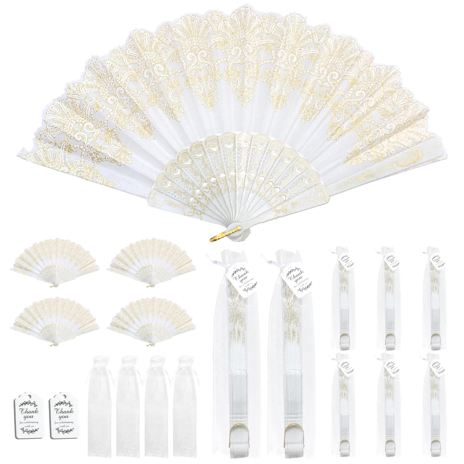 Handheld Traditional Chinese Folding Fan Hand Fans for Women Foldable Bulk for Party Wedding Church Dancing