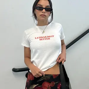 Latinas Do It Better Baby Tee, Bold Confidence Quote Graphic T-Shirt, Aesthetic Fitted Top for Women, Trendy Cute Shirt