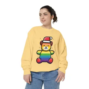Rainbow Christmas Bear Sweatshirt, Holiday Winter Jumper, Colorful Xmas Pullover, Festive Gift for Him and Her, Unisex Clothing, Cozy, lgbtq