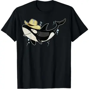 Casual Cotton shortsleeve tees  Retro Orca Killer Whale Fans for Cowboy Girl or Boy as Gifts T-Shirt