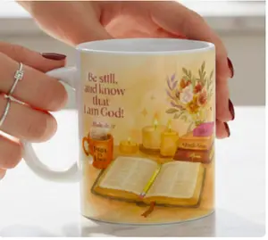 Christian Mug - Be Still Bible Verse Peace-Inspirational Cup, 11oz Glossy Ceramic Reuse Washable Kitchen Drinkware, Christian Prayer Gift for Coffee/Tea