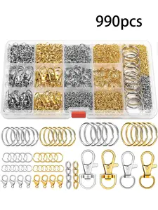 990PCS Keychain Making Kit, including keychain hooks, lobster clasps, key rings, jump rings, keychain crafting supplies, Diy Jewelry Accessories, jewelry making, handmade crafts, handmade gifts, jewelry accessories