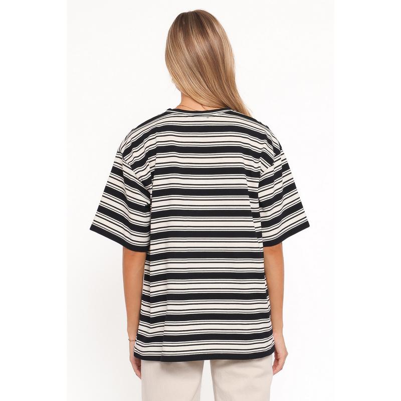 Zestora Tee - Black Ivory Stripe