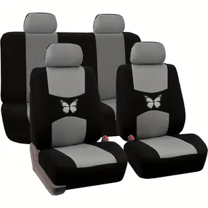 Butterfly Pattern Heat Transfer Car Seat Covers Set, 5-Seat Universal Fit, Includes Front Seats + Rear Backrest + Headrests, Christmas Gift