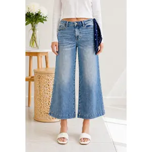Judy Blue Bandana Babe Wide Leg Jeans