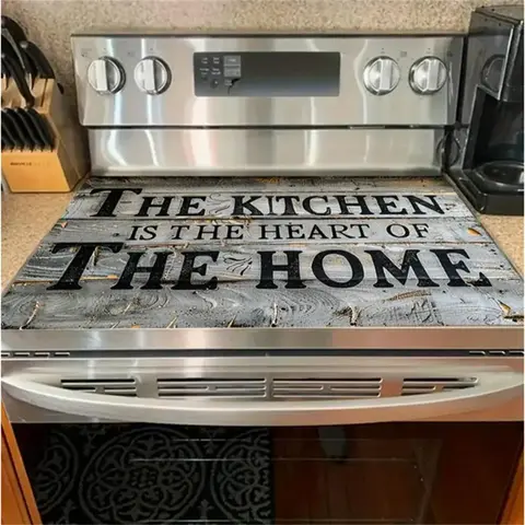 Soft Electric Stove Cover Cook Top Panel Protector Pad, Stove Plate, Wood Grain Kitchen Design, Home, Scratch Resistant, Easy Clean, Multi-Purpose for Oven, Washer, Dryer