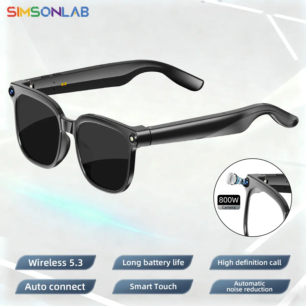 IP65 Waterproof Smart Glasses, Ai Glasses With Camera, Multifunctional Smart Glasses, 800W Pixel HD Photo & Video (Lights When Shooting), 290mAh Large-Capacity Battery Life, Smart AI Assistant, Wireless Connection, Real-Time Translation, Music Playback
