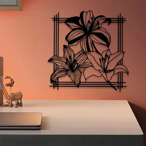 1pc Azalea Metal Wall Art, Flower Statue Mural, Perfect for Living Room Wall, Spring Decor, Ideal Gift for Flower Lovers, Weather-Resistant Metal, Wall Art Decoration