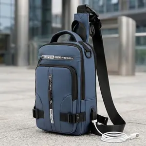 Men's Lightweight Waterproof Sling Bag, Commuter Crossbody Bag, Multi-Pocket Design with Anti-Theft Compartment, Scratch-Resistant, USB Charging Port, Ergonomic Back Pad, Ideal for Business & Casual Travel, Durable & Compact Daypack, Versatile Sling Bag