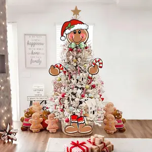 1Set Christmas decoration picks, cute blushing gingerbread man Christmas tree decoration, Christmas atmosphere creating props, suitable for holiday indoor home scene decoration