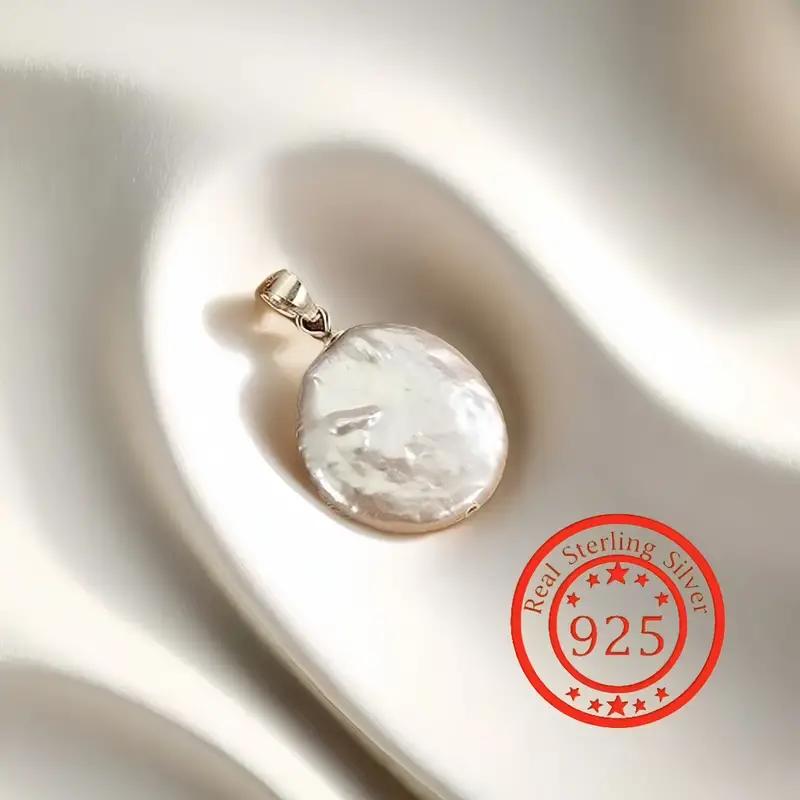 1pc S925 Sterling Silver Baroque Freshwater Pearl Pendant, French & Court Style Irregular Natural Pearl Charm Jewelry For Necklace Making,