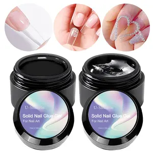 Solid Nail Glue Gel, Nail Tips Glue Gel for Acrylic Nails, Press on Solid Glue Gel, Solid Gel Polish Nail Art Manicure Glue Gel, Need UV/LED Lamp Longer Cure
