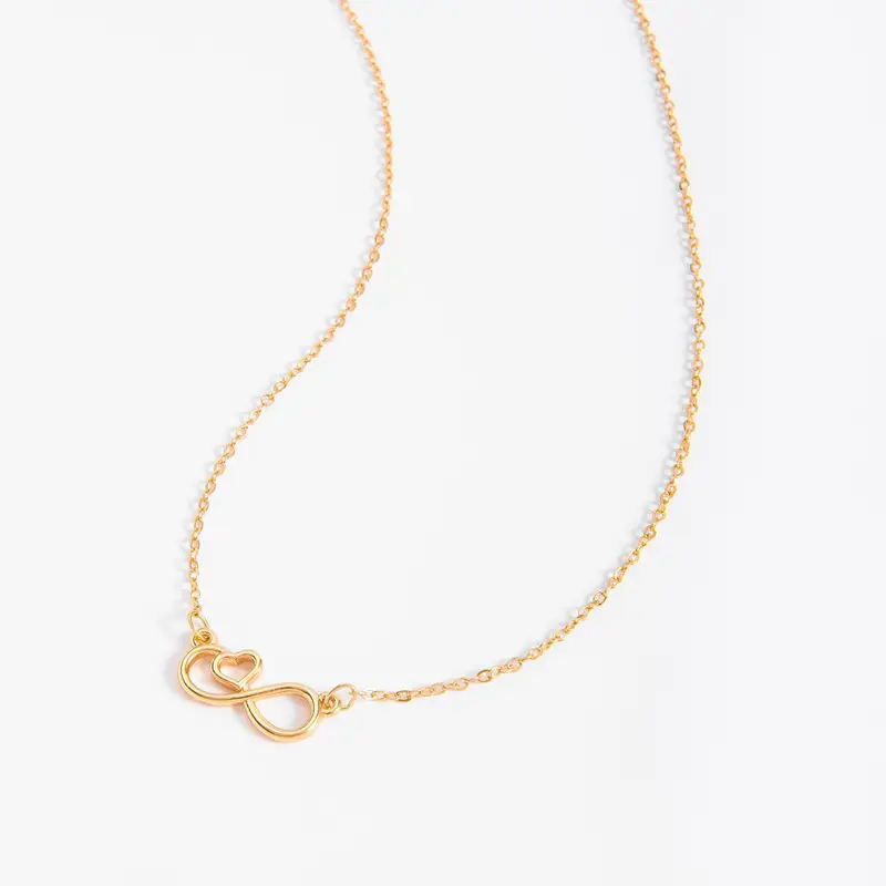 18k Gold Plated Necklace with Infinity and Heart Design - Gold Chain with Center Charm
