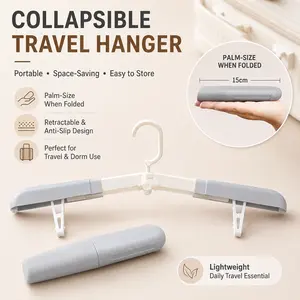 Collapsible Travel Hangers, retractable & anti-slip design, space-saving and easy to store. Portable clothes hangers perfect for dormitory, business trips and travel, lightweight practical daily household travel essentials.