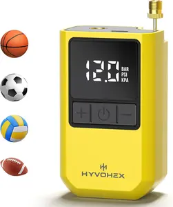 Ball Pump for Sports Balls, Portable Electric Basketball Pump Ultra Fast Inflation, with Digital LED Display Air Pump for Balls, Preset Pressure with Ball Needle for Soccer, Volleyball HYVOHEX