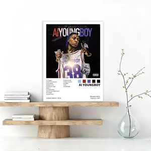 YoungBoy-AI YoungBoy - Music album cover, retro canvas poster, classic hip-hop rap art print, suitable for bedroom, office, living room, cafe or dormitory decoration, dormitory birthday gift/Christmas/New Year's gift, frameless.
