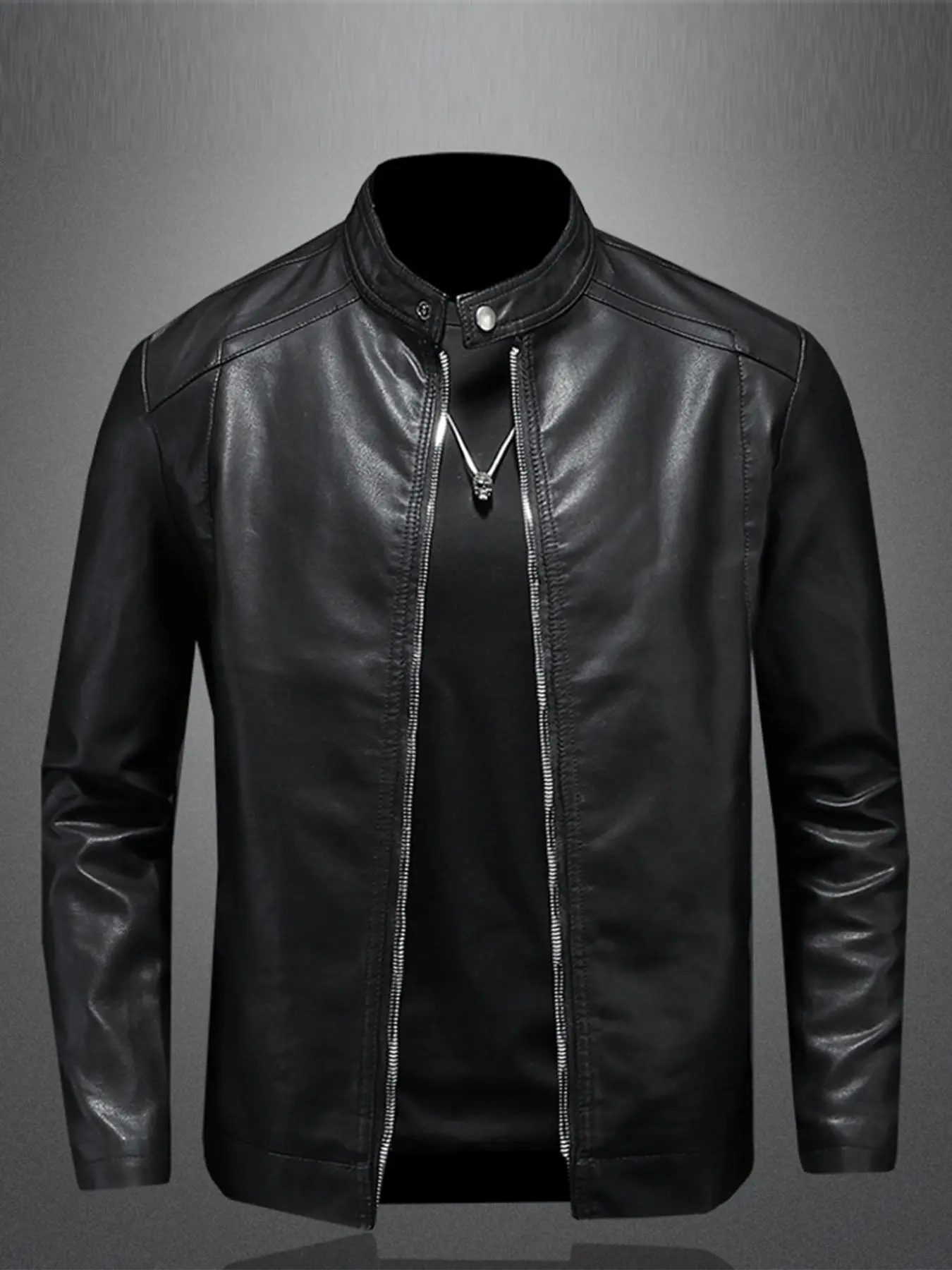 Men's Leather Jacket, Stylish Casual Fitted Outerwear for All Seasons, Trendy Korean Fashion Coat for Every Occasion