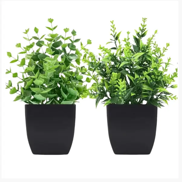 Small Fake Plants Black Bathroom Accessories for Home Bedroom Bathroom Kitchen Decor