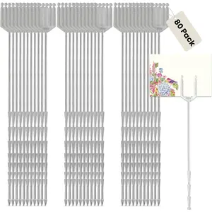 Iconikal 80-Count Clear Plastic Floral Card Holder Picks, 9-Inch Place Holders for Weddings, Bouquets, Parties
