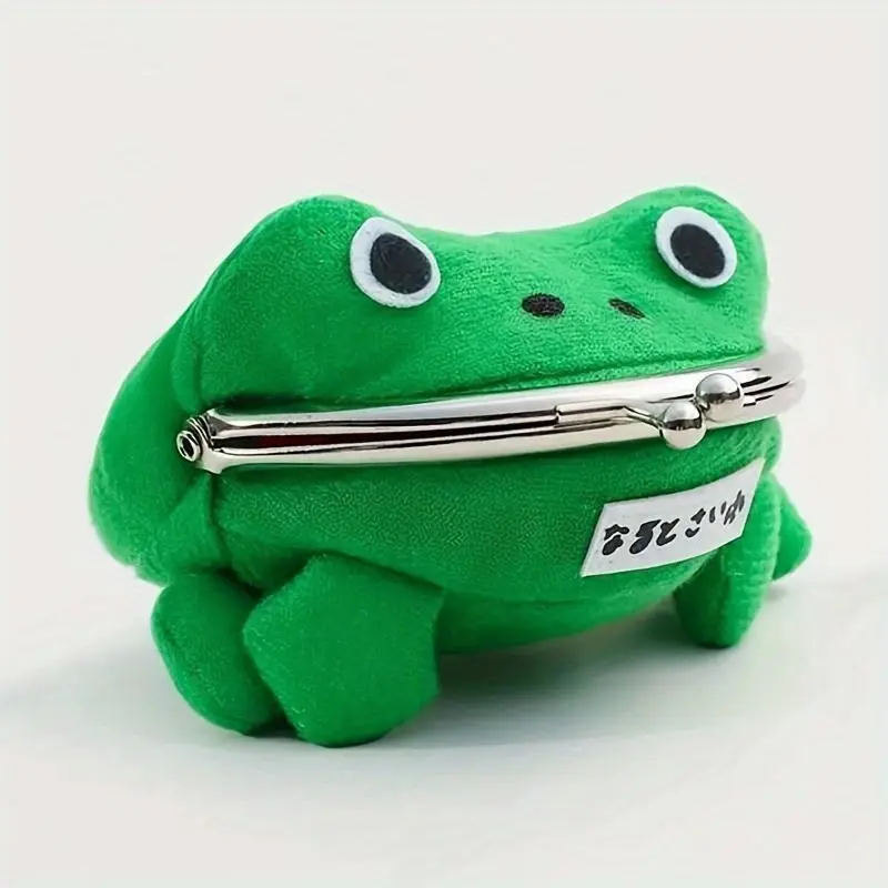 Cute Cartoon Frog Design Coin Wallet,Plush Frog Cartoon Role-Playing Coin Purse,Suitable for storing keys, coins, hair ties and small hair clipsCreative Gift For Friends,