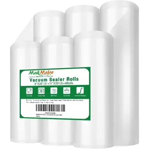 6 Pack 8"x20'(3Rolls) and 11"x20' (3Rolls) Vacuum Sealer Bags Rolls for Food, Commercial Grade, BPA Free, Puncture Prevention, Great for Sous Vide Cooking