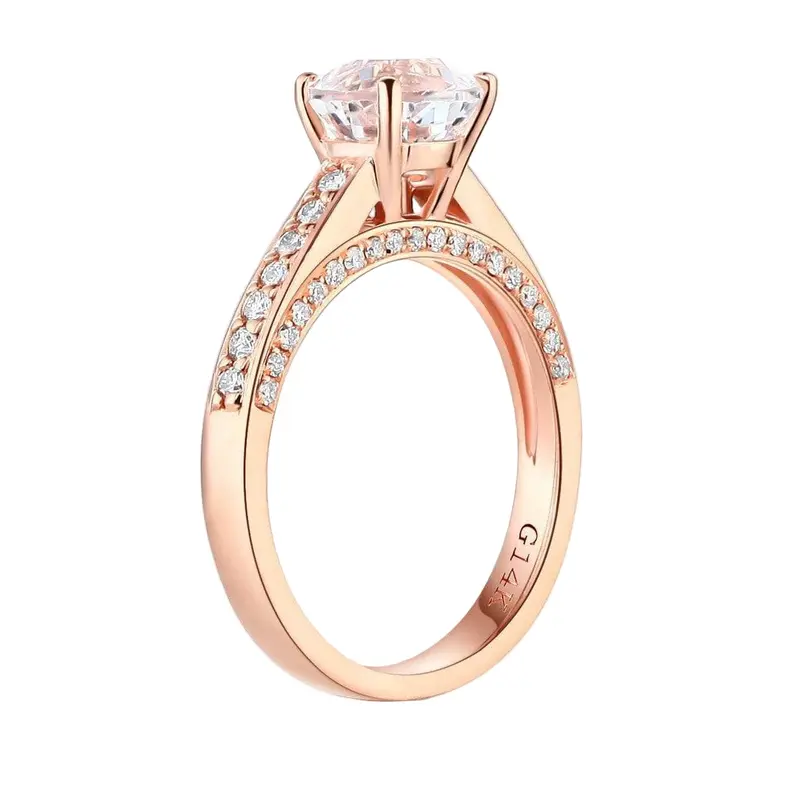 14K Rose Gold 1.2 Ct Topaz 0.42 Ct Natural Diamond Option Ring