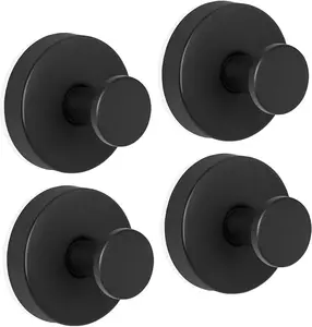 Stainless Steel Suction Cup Hooks 4 Pack, Heavy Duty Vacuum Shower Hooks for Bathroom Kitchen, No Drill Waterproof Wall Hooks for Towel Robe Loofah, Rustproof Reusable Glass Door Hooks