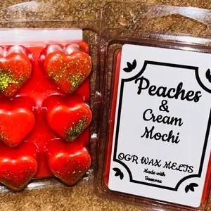 OGR Wax Melts Heart Shaped Peaches & Cream Mochi Made with Beeswax