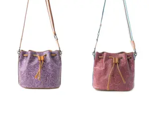 Emberlace Embossed Leather Bucket Bag by Myra