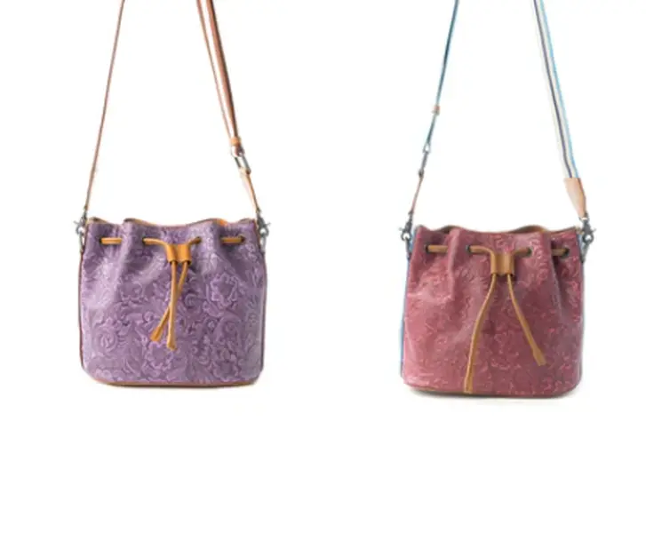 Emberlace Embossed Leather Bucket Bag by Myra