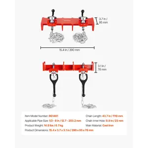 VEVOR Pipe Welding Vise, 1/2 to 8 Pipe Welding Clamp with Dual Chains Crank Handles, Heavy-Duty Cast Iron Welding Vise for a Variety of Pipes