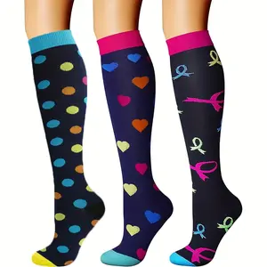 3 Pairs Compression Socks for Men & Women, Knee Support Hose, Breathable, Sweat-Absorbing, and Arch-Supporting for Basketball, Football, Running, and Outdoor Activities