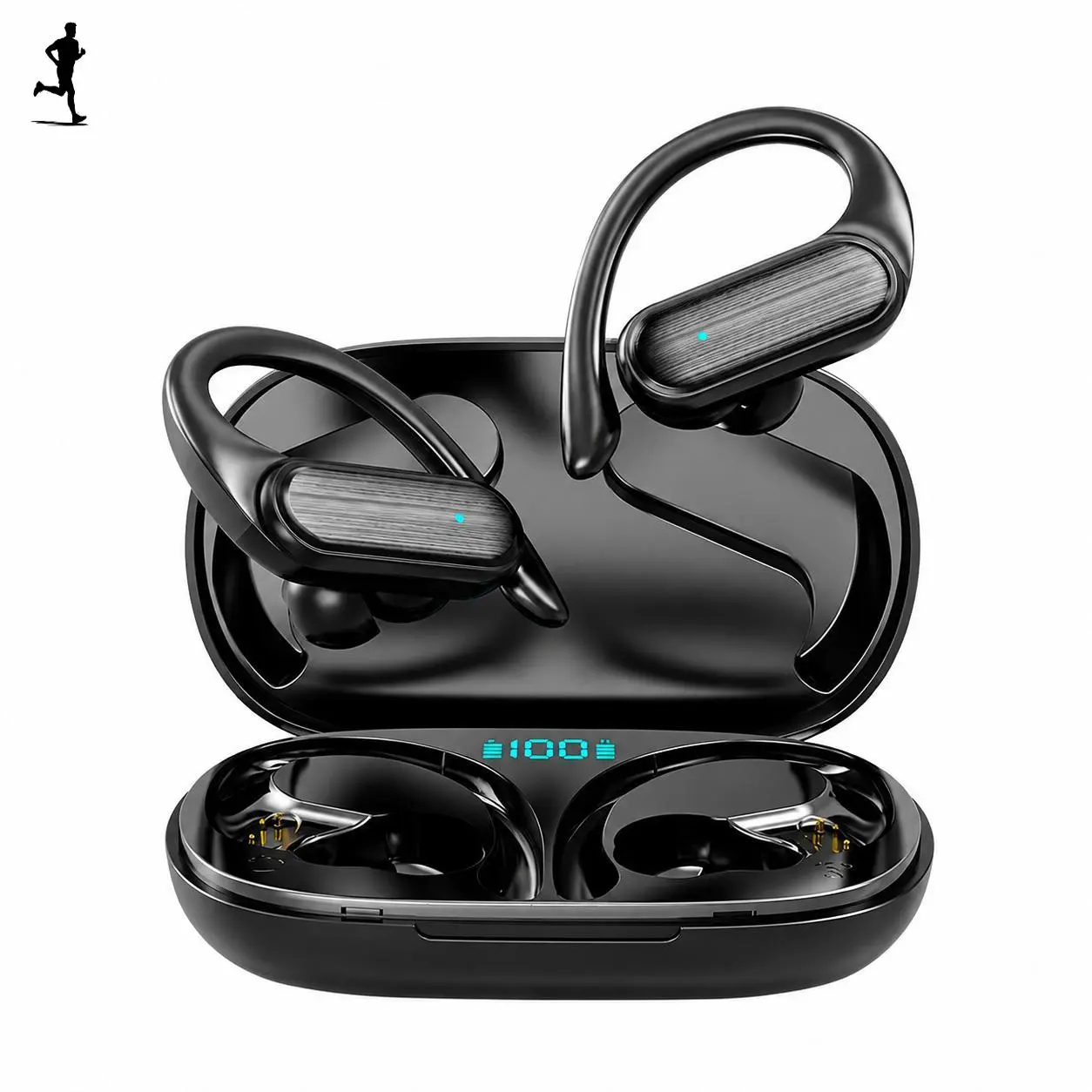 A520 True Wireless Earbuds with Bluetooth 5.3 Sport Headphones - LED Digital Display Audio Earbuds with Microphone, USB Charging, Deep Bass Stereo, Waterproof for Running, Valentine's Day Gift for Boyfriend, Girlfriend