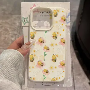 Fresh and cute floral and bee pattern, anti-drop and anti-slip TPU phone case with large textured holes, suitable for iPhone 17, 16, 15, 14, 13, 12, 11, XS, X and other series models. It makes a great gift for friends or family.
