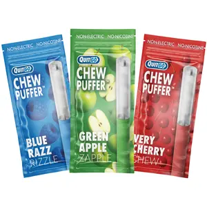 QuitGo Fresh Air Straw Habit Chew Stick - Green Apple, Blue Razz, Very Cherry - Eco-Friendly Reusable Straw to Curb Cravings & Breathe Freely - Non-Electric No-Nicotine Drinkware