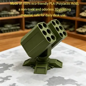 3D Creative Missile Launcher Pen Holder, Military Style Desk Organizer, Rotatable Large Capacity Pen Stand, Cool Desktop Decor, Gift for Military Lovers