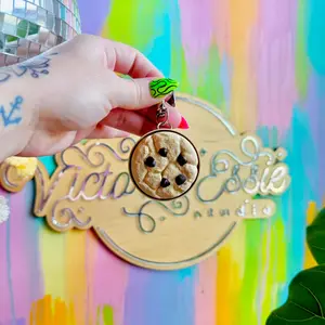 3D Printed Chocolate Chip Cookie Clicker Keychain – Cute Cookie Fidget Toy Keyring, Stress Relief Clicker