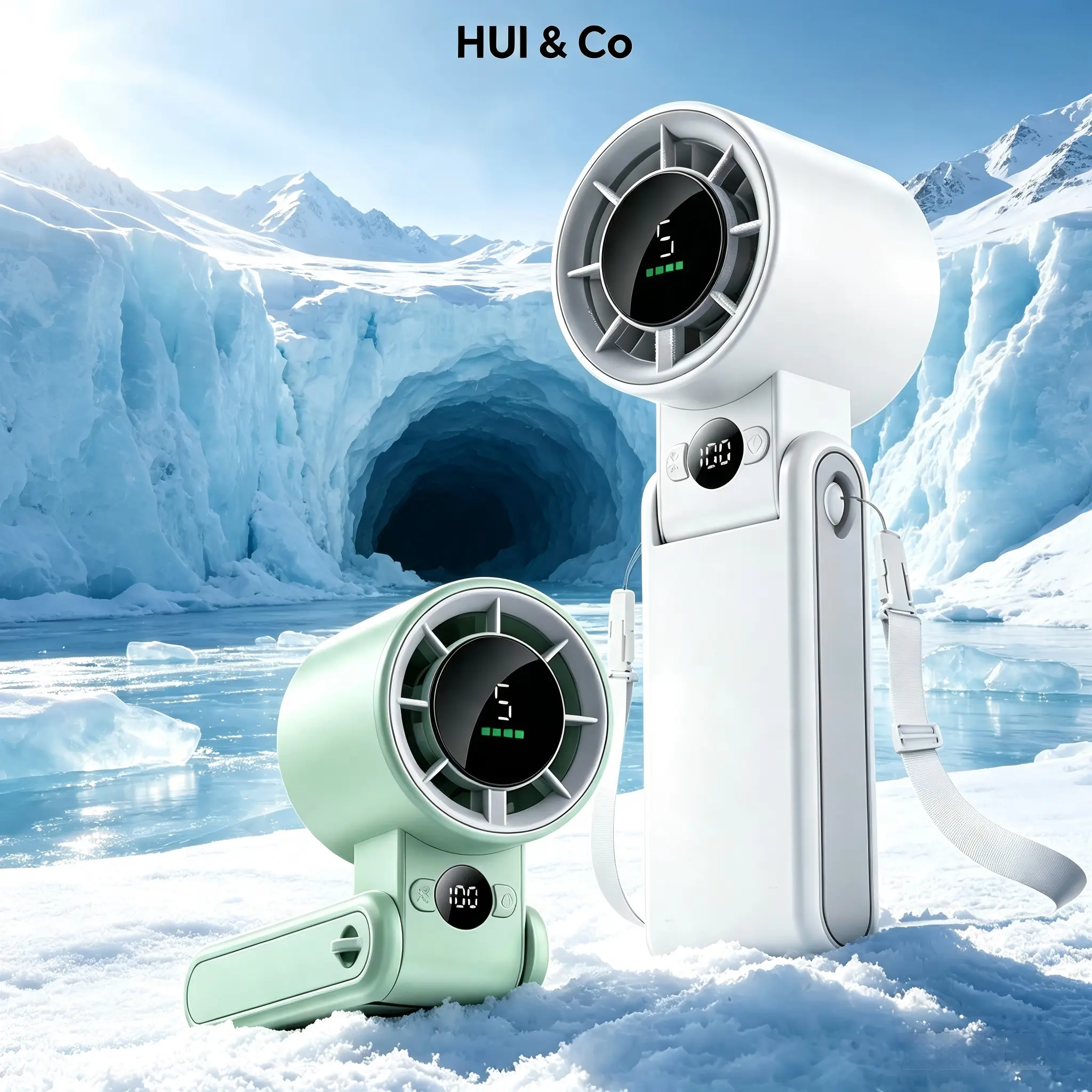 Portable Mini Fan, 3-in-1 Foldable Rechargeable Fan with 5-Speed Turbo, Ice-Cooling Mist, Compact Form, Folding Mode for Travel, Office, Cute Gift for Her, Handheld Size