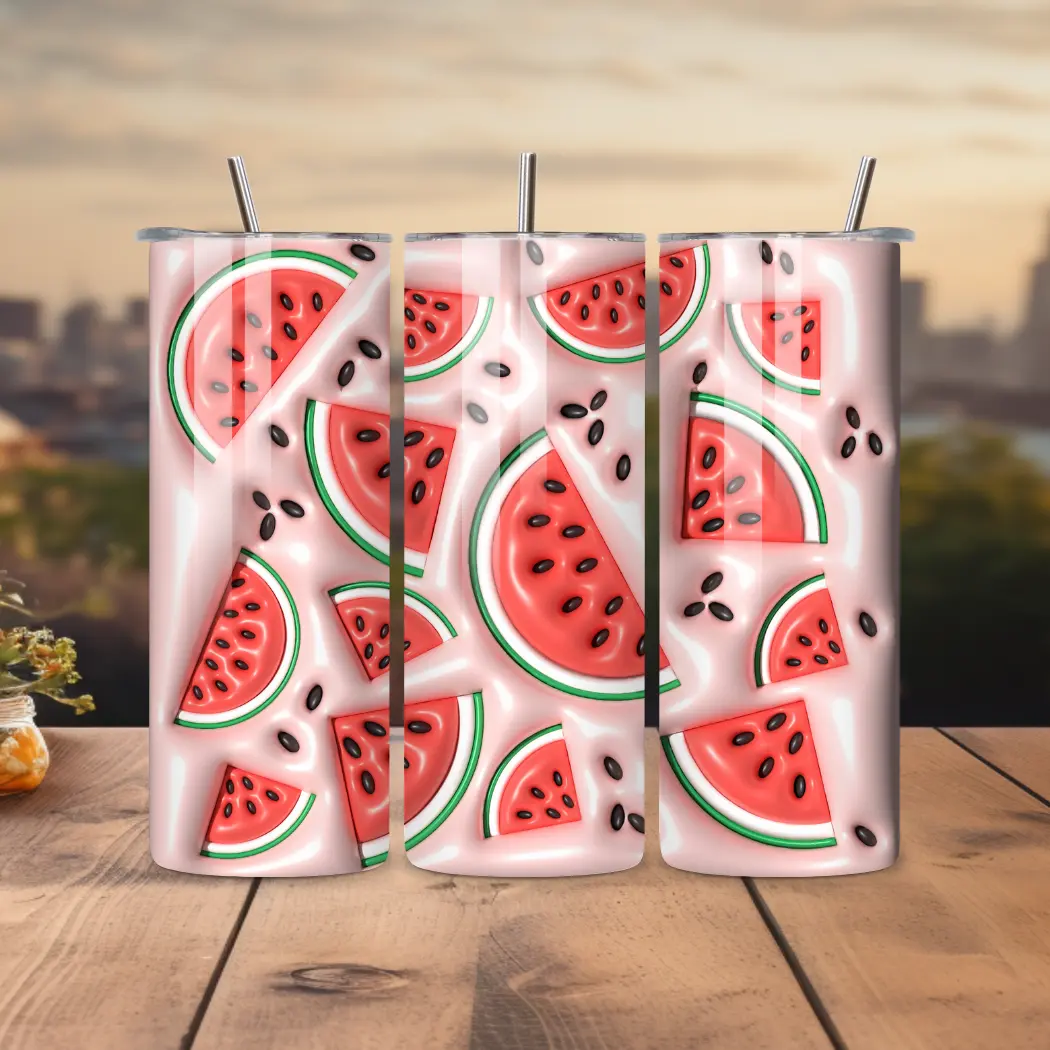 Watermelon Inflated Tumbler 20oz - Lightweight, Flexible Design for Refreshing Beverages