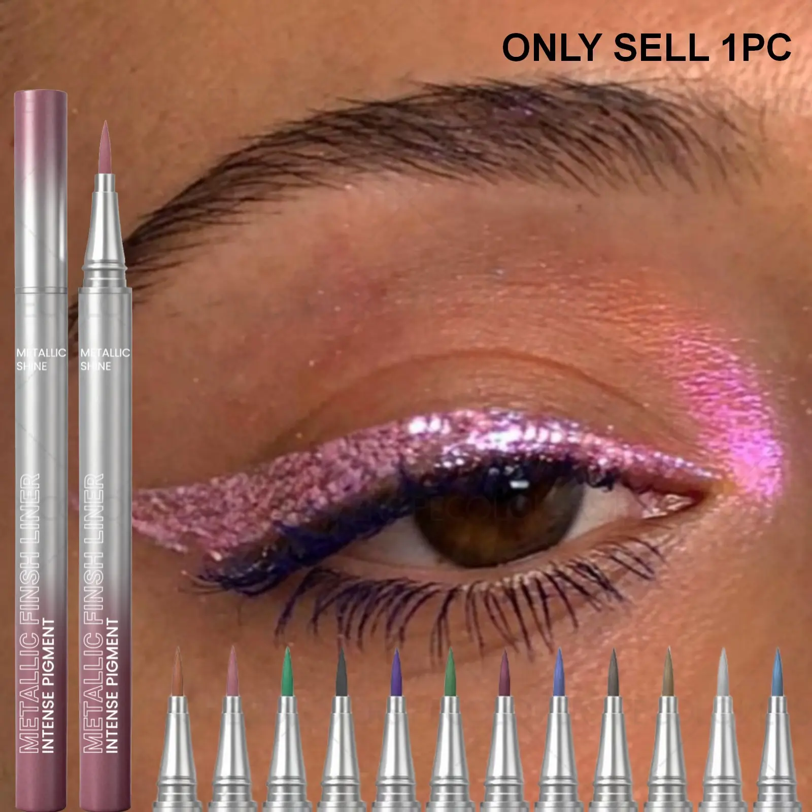 1PC Pearlescent Glitter Liquid Eyeliner and Eyeshadow, Non-smudge Glitter Eyeliner, Waterproof and Sweatproof, Quick-drying, Brightening Highlight, Non-sticky, Suitable for Spring and Summer Makeup, Valentine's Day Gift