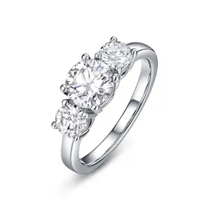 DLS Jewelry S925 silver D color moissanite 2 or 4 Carats ring R003