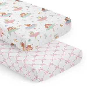 Sweet Jojo Designs 2-Piece Baby Crib Sheets Set (Ballerina and Bows) for Girls, Infant Nursery, Toddler Room - Fitted, Standard Size (Pink Bow, Ballet Shoes, Dancer, Hearts, Stars, Princess, Tutu)