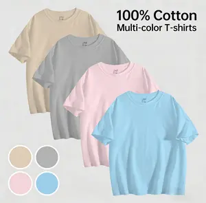 4-Pack 100% Cotton Multicolor Oversized Basic Tees Premium Heavyweight Blank T-Shirts for Men & Women Top Casual Shortsleeve Crewneck Minimalist Tshirt Womenswear Streetwear Everyday Fit Style