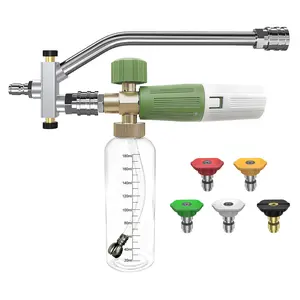 POHIR Foam Cannon Dual Connector No-Dilution Design with Adjustable Angle & Flow 5 Nozzle Tips 1/4" Quick Connect for Pressure Washer