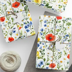 Wildflower Meadow Wrapping Paper Roll For Birthday, Spring Wedding, Garden Party And Mothers Day Gifts