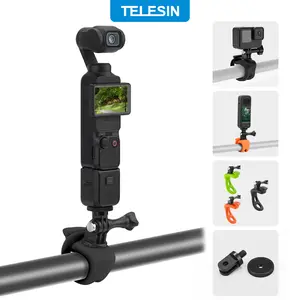 【Camera Not Included】TELESIN Flexible Mount Strap for Insta360 X4/X3/Ace Pro, GoPro Hero 13/12/11/10/9/8, DJI Osmo Action 5/4/3, Pocket 3/2 ,Akaso, Xtra– Universal Pole, Rail, Bar, Handlebar Strap Mount for Motorcycle, Bike, Car, Outdoor Adventure