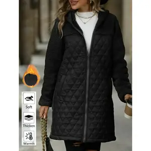 Plus Size - Plus Size, Women'S Elegant Hooded Coat - Winter Parka with Hood, Non-Stretchy Outer Layer Jacket for Cold Weather, Formal & Everyday Outfits - Fall/Winter Outerwear (Women'S Fashion Outerwear), Ladies Winter Coats, Sea