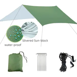 Waterproof camouflage outdoor extra-large canopy sunshade beach camping tent, waterproof ground cloth, moisture-proof mat, triangular canopy
