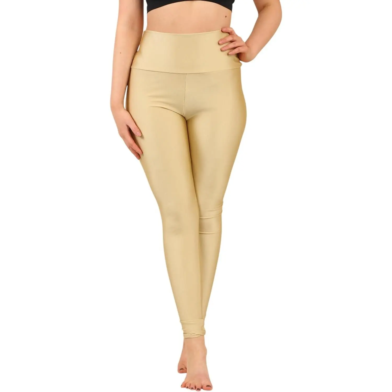 Women's Shiny Leggings High Waist Neon Leggings Disco Pants Yoga Sports Legging Tights